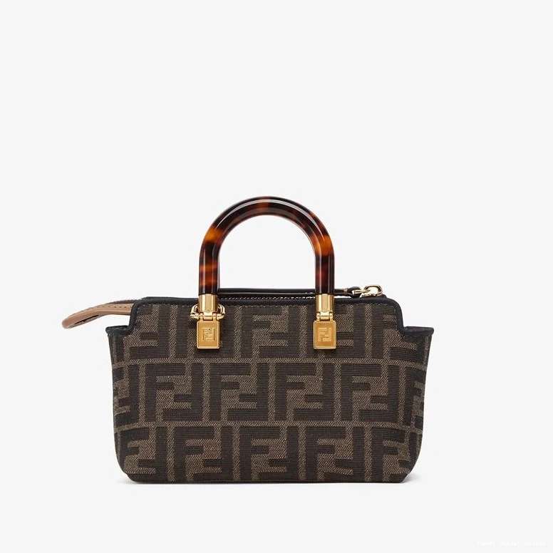 Cheap Mini In Way ROMA Boston Motif Bag Brown Fendi Fabric The FF By Logo 0819